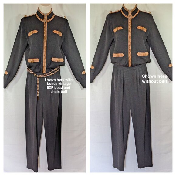 36" bust Jumpsuit Antonella Preve New York, Animal print, Black Santana VTG Knit - Picture 1 of 17